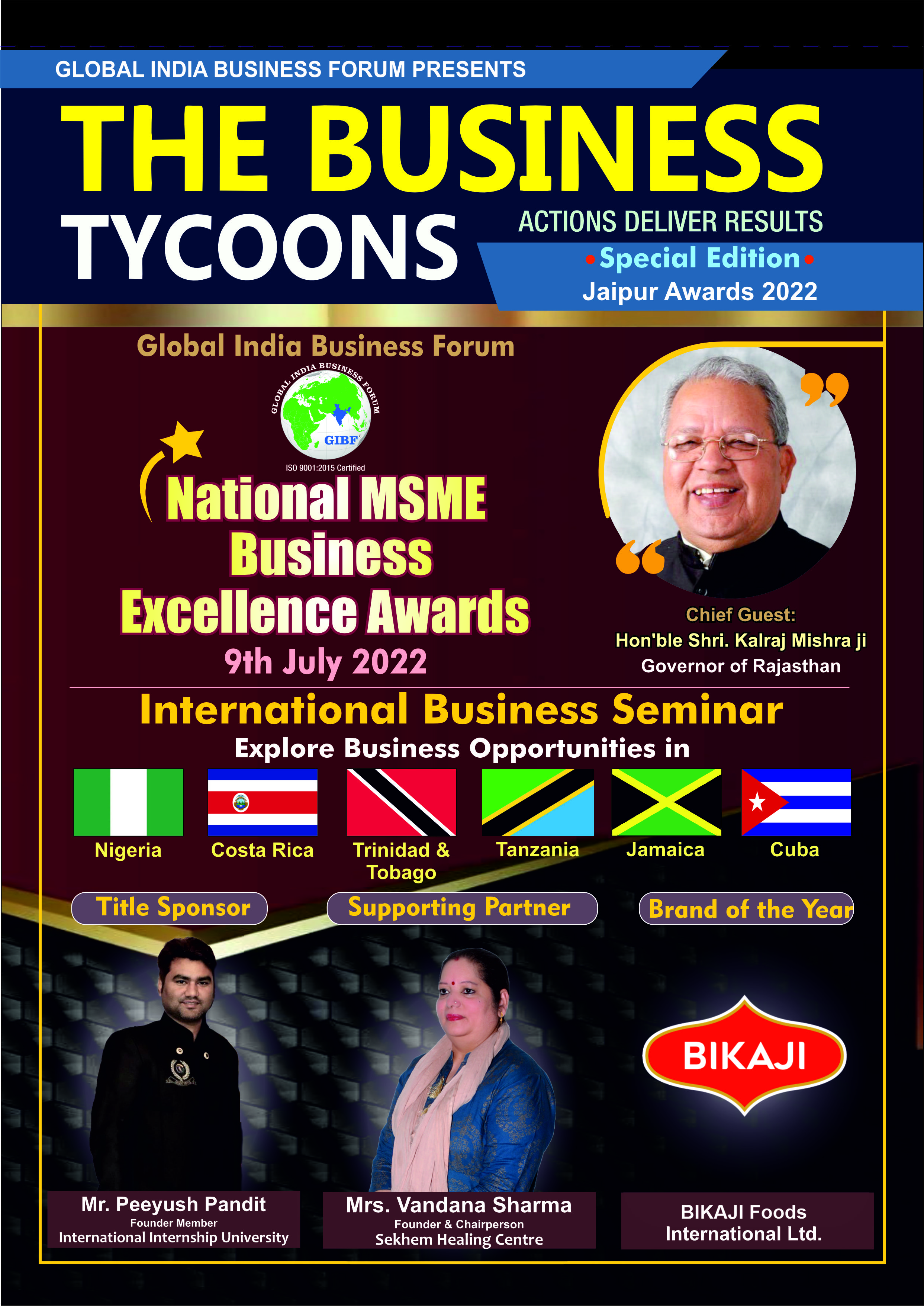 The Business Tycoons  National MSME Award for Business Excellence - Jaipur 2022