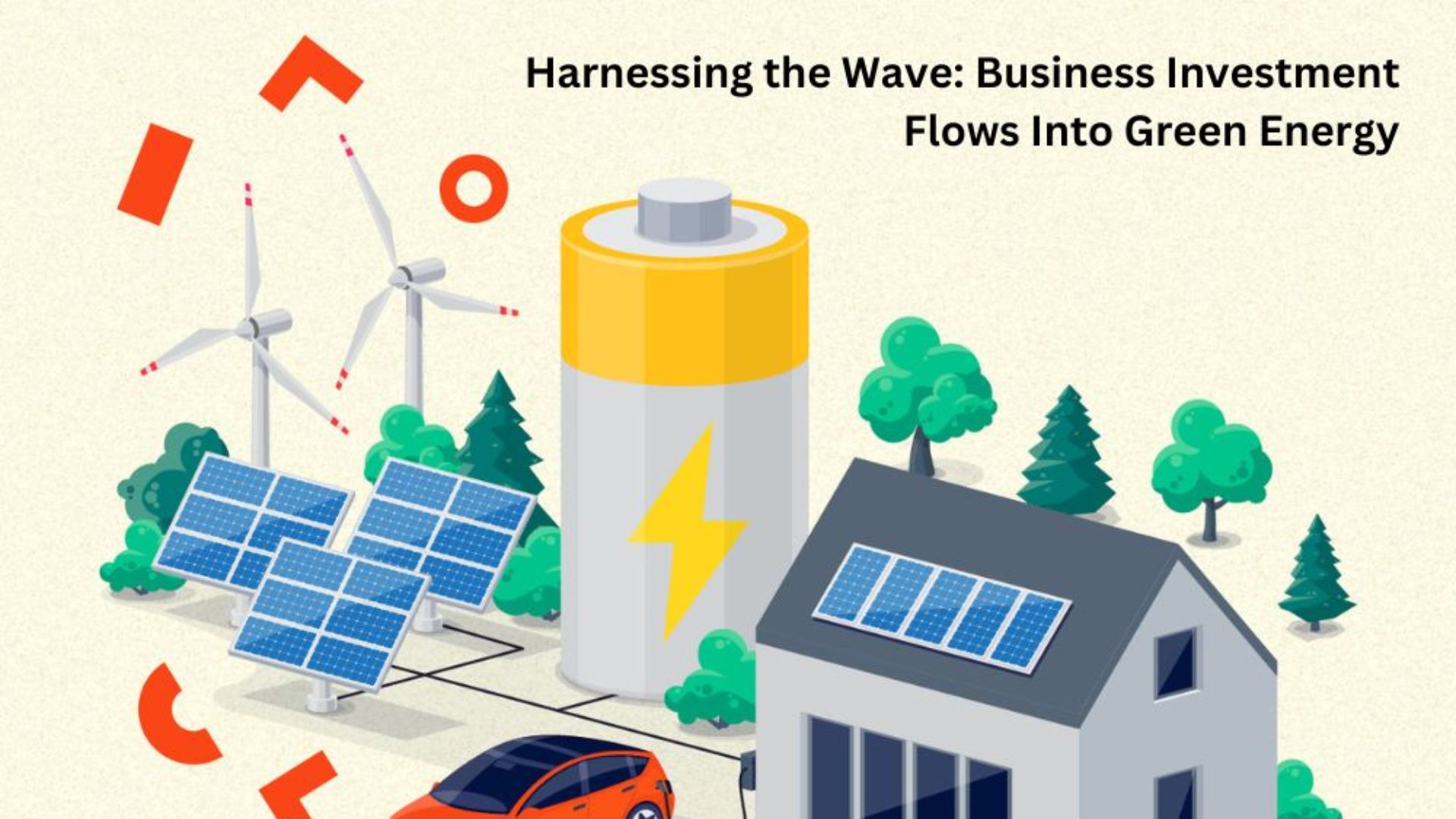 Investment flows into renewable energy, green energy projects illustration