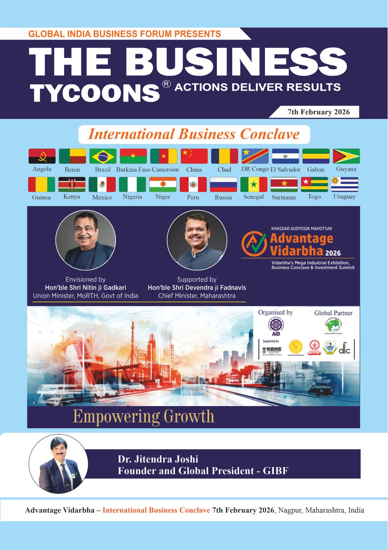 Special edition of The Business Tycoons featuring Advantage Vidarbha 2026 and the International Business Conclave led by GIBF