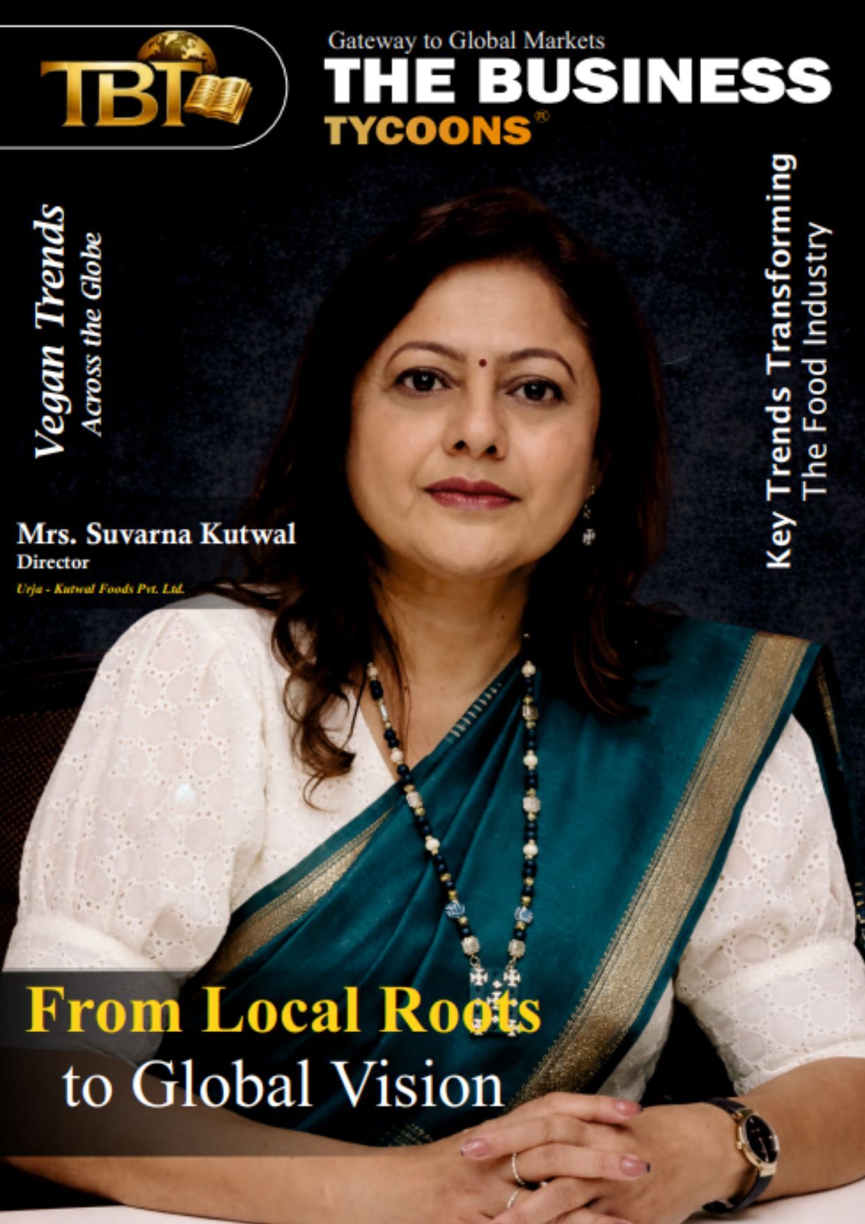 Mrs Suvarna Kutwal on The Business Tycoons cover featuring Urja journey from local roots to global vision.