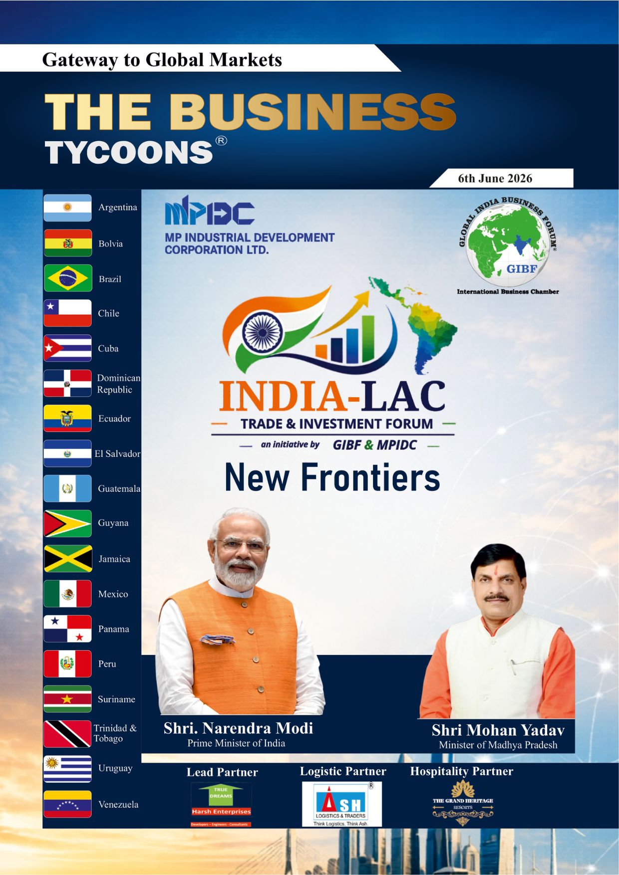 India-LAC Trade and Investment Forum featured on The Business Tycoons magazine cover highlighting global trade and investment