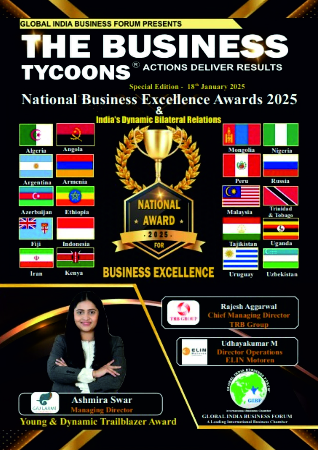 National Award for Business Excellence 2025 in New Delhi by GIBF honoring leaders and entrepreneurs for industry and economic